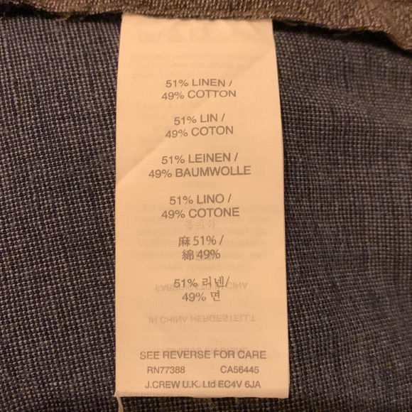 J. Crew Bowery Slim Fit Dress Pant Navy Linen Cotton Blend Waist 33, Length 32 - Picture 9 of 9